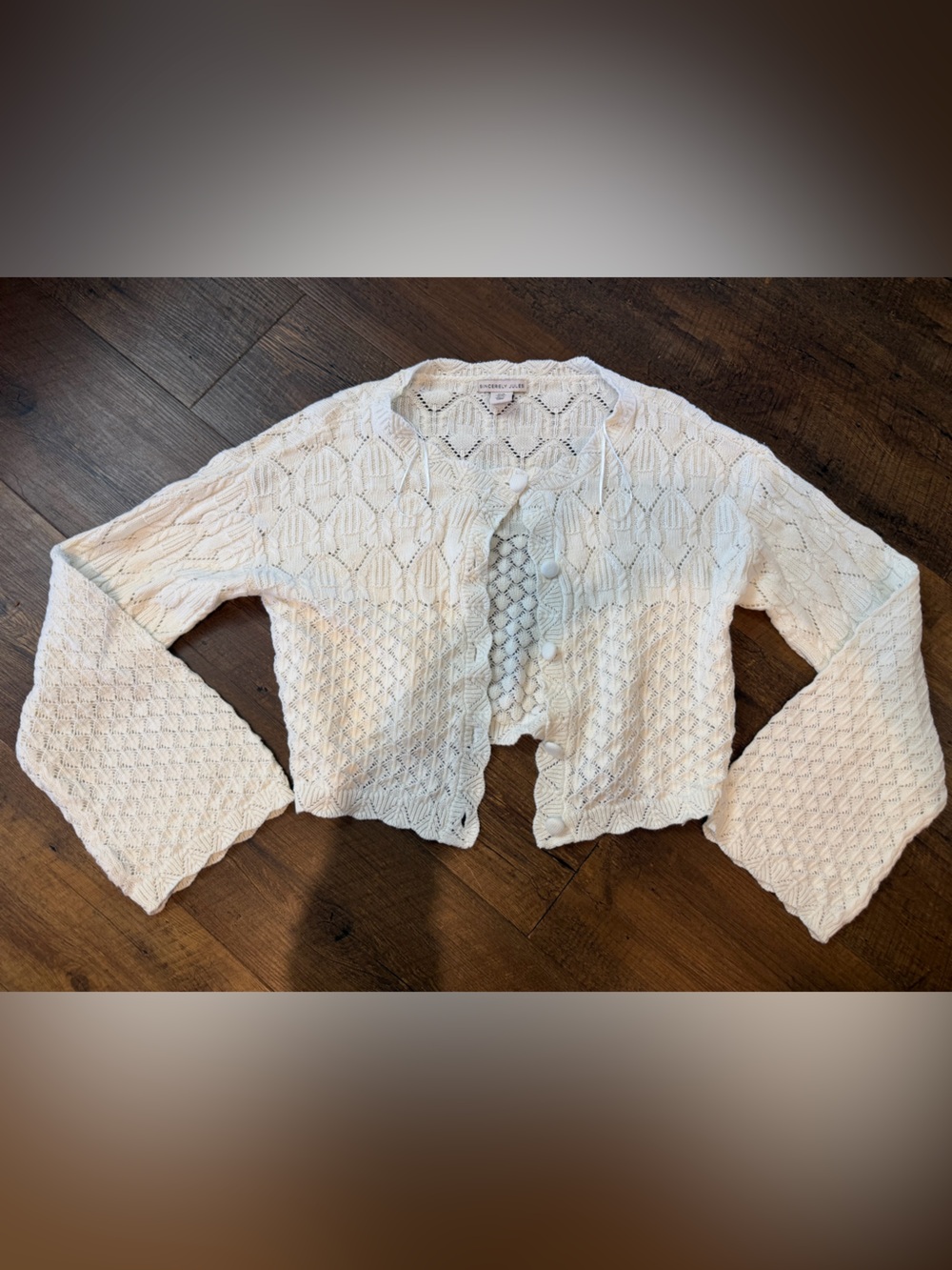 Sincerely Jules Cream Crochet Button-Front Cardigan
